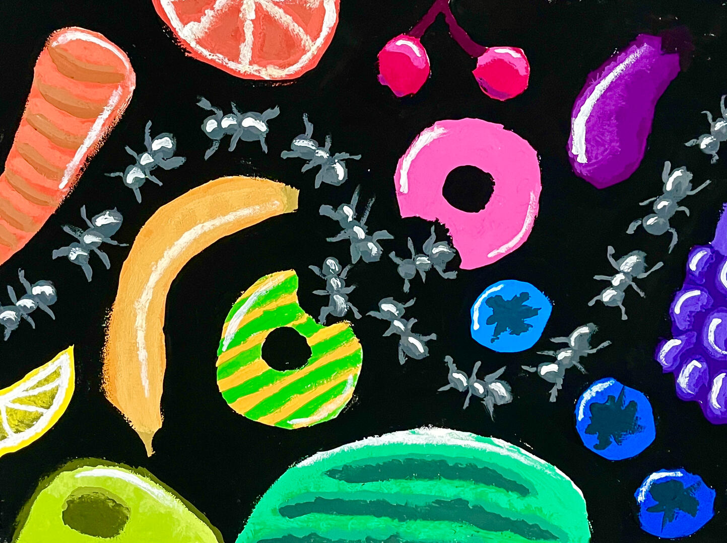 Donut Ants Acrylic Gouache